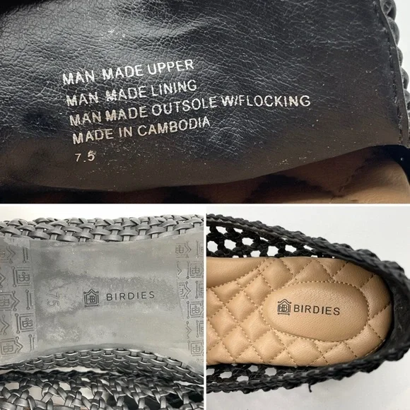 Birdies The Woven Starling Flat Loafer Black Faux Leather Smoking Slipper 7.5 - Picture 15 of 16